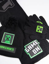 Set cappello, sciarpa e guanti - Minecraft - nero
