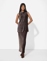 Rock in A-Linie - Samt - dunkelbraun