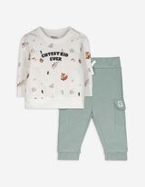Set aus Sweatshirt und Hose - Allover-Print - weiß