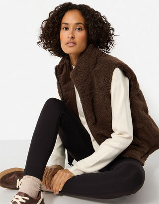 Gilet trapuntato - Double face - Marrone scuro