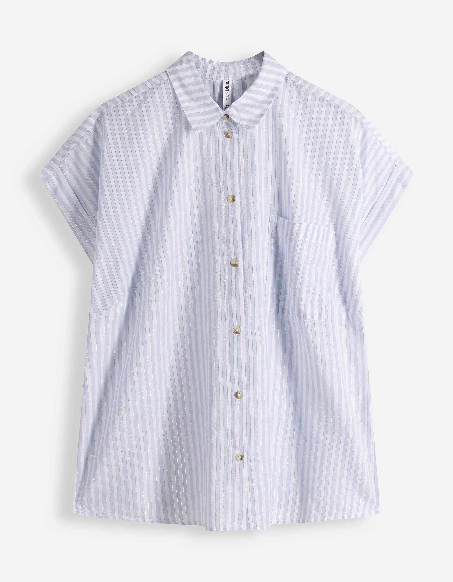 Bluse - Brusttasche - hellblau