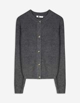 Strickjacke - Rippenstruktur - grau