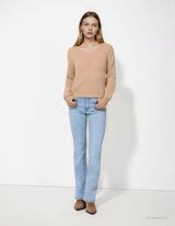 Strickpullover - V-Ausschnitt - beige