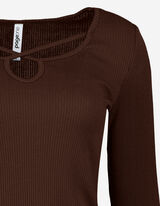 Mar&scaron;kinėliai ilgomis rankovėmis - Rakto skylutės i&scaron;kirptė - tamsiai rudas