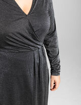 Rochie midi - Top wrap - Negru