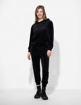 Kapuutsiga dressipluus - samet - must