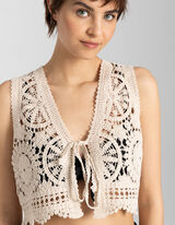 Top in maglia - Maglia traforata - beige