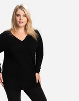 Pulóver - V-kivágás - fekete