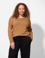 Pullover - Scollo a V - marrone chiaro