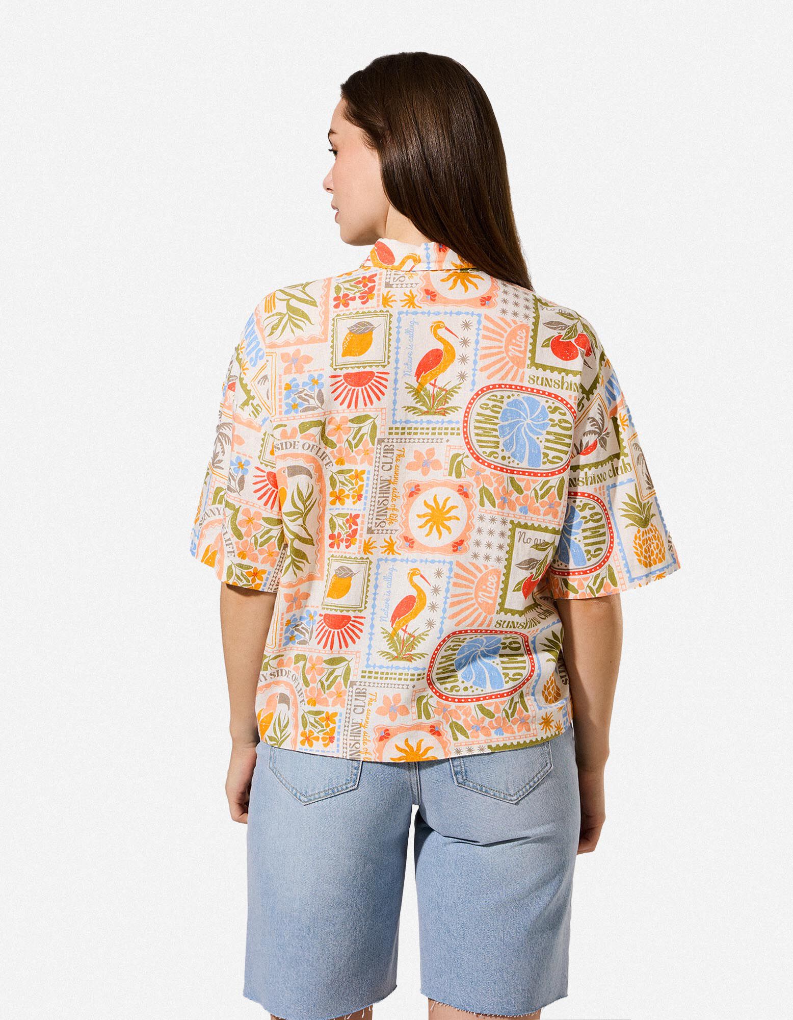Bluse - Leinen-Mix - Wei&szlig;