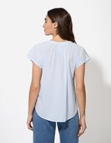 Bluse - V-Ausschnitt - hellblau