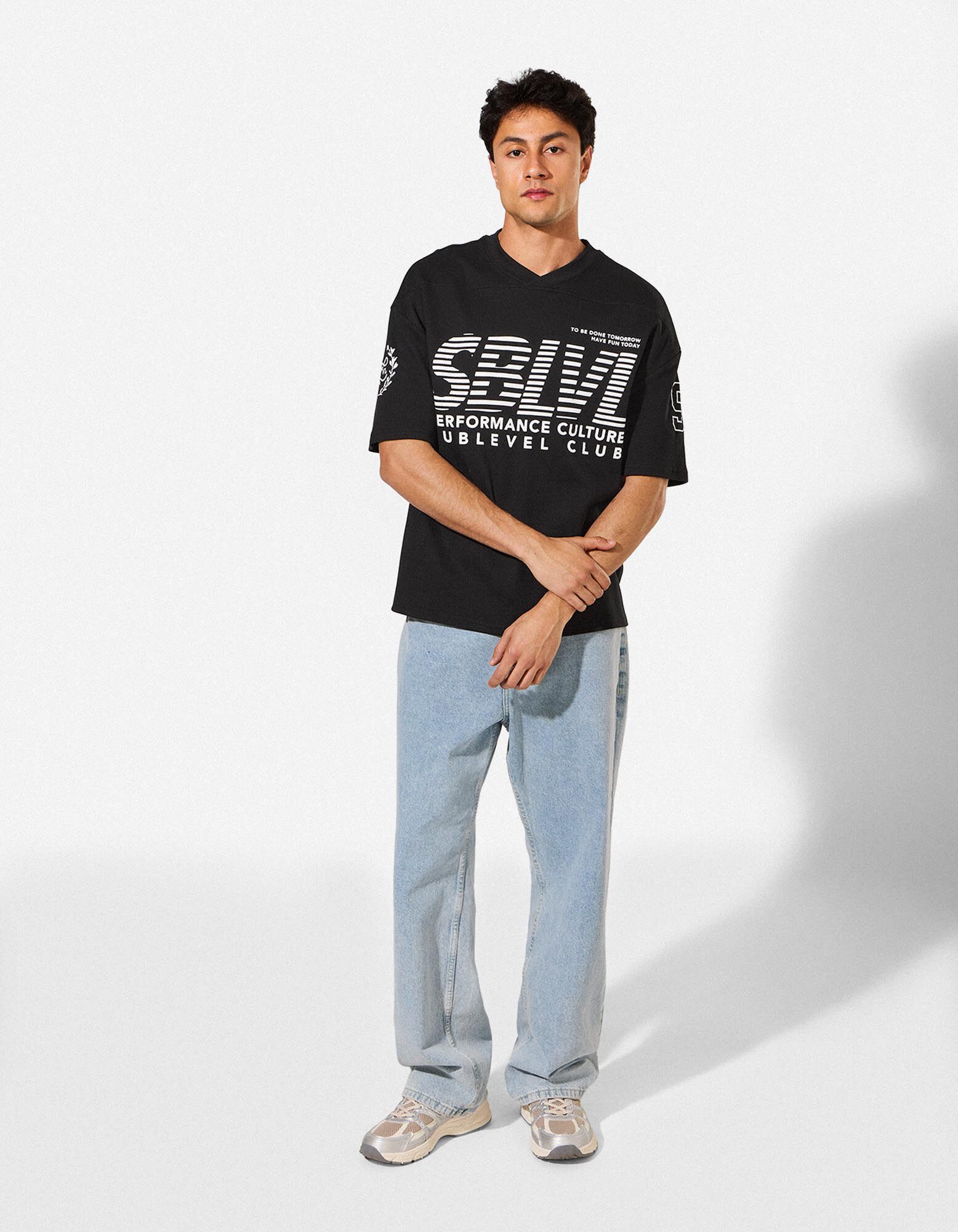 T-shirt - Encolure en V - Noir