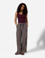 Pantalon palazzo - Viscose - brun fonc&eacute;