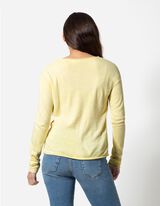 Majica dugih rukava - Rol krajevi - svetlo-zuta