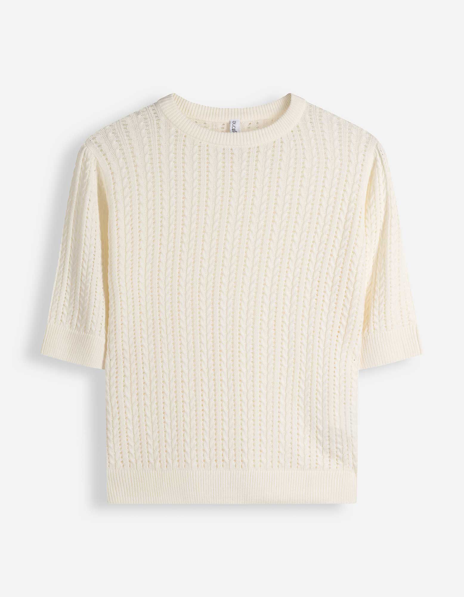 Pullover - Lochstrick - wei&szlig;
