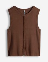 Stricktop - Knopfleiste - braun