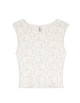 krótki top - koronka - bialy