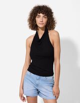 Ujjatlan felső - V&iacute;zes&eacute;s nyak&uacute; - fekete