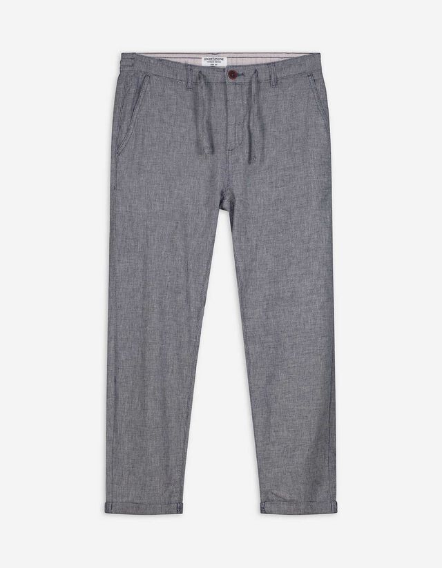 Chinohose - Leinen-Optik - dunkelblau