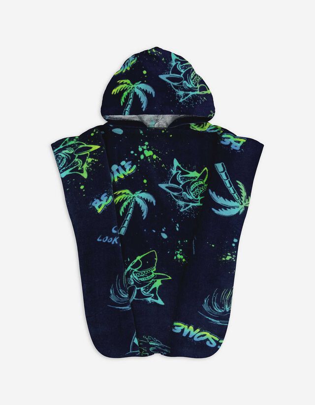 Badjas - Print all-over - donkerblauw