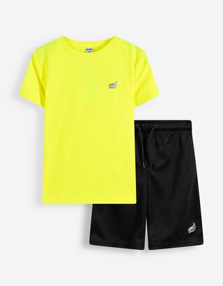 Set aus T-Shirt und Hose - Frontprint - Gelb