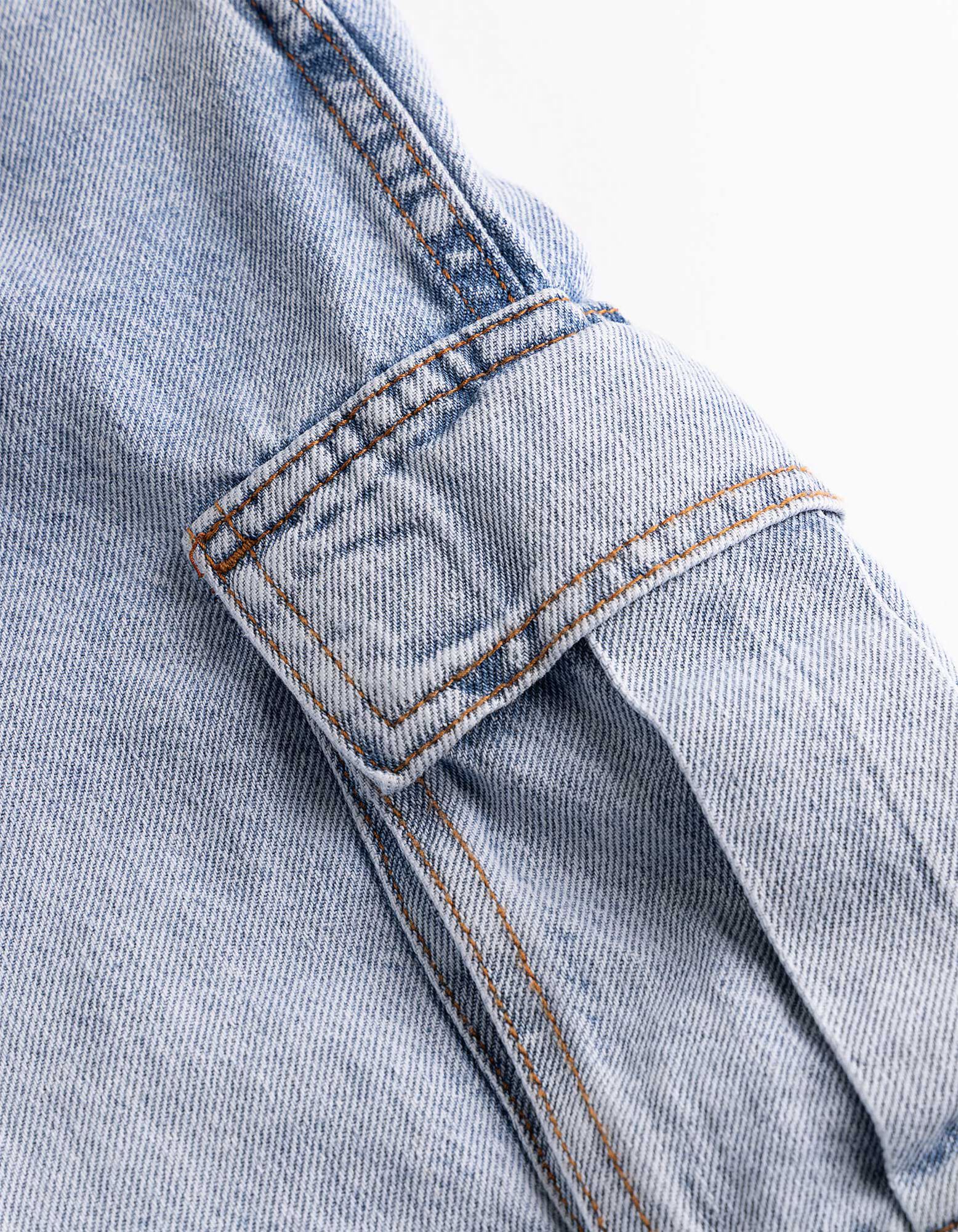 Short cargo - denim bleu clair - Bleu