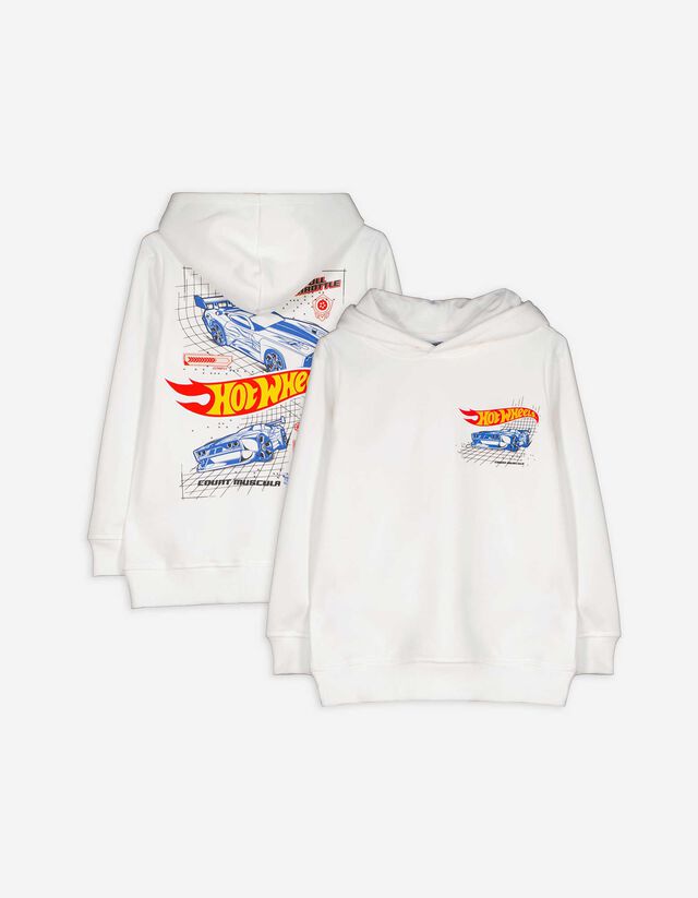 Mikina s kapucňou - Hot Wheels - biely