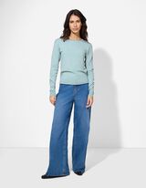 Strickpullover - Rundhals-Ausschnitt - türkis