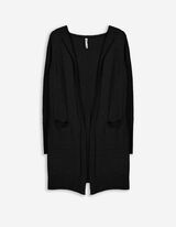 Cardigan lung - Aspect de lână - Negru
