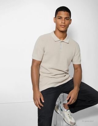 Poloshirt - Polokragen - beige