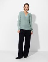 Blúzkové tričko - Výstrih do V - tyrkysovy