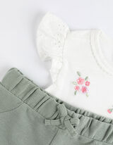 Set maglia + pantaloni - Ricami - bianco