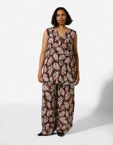 Top sans manches - Motif all-over - Brun