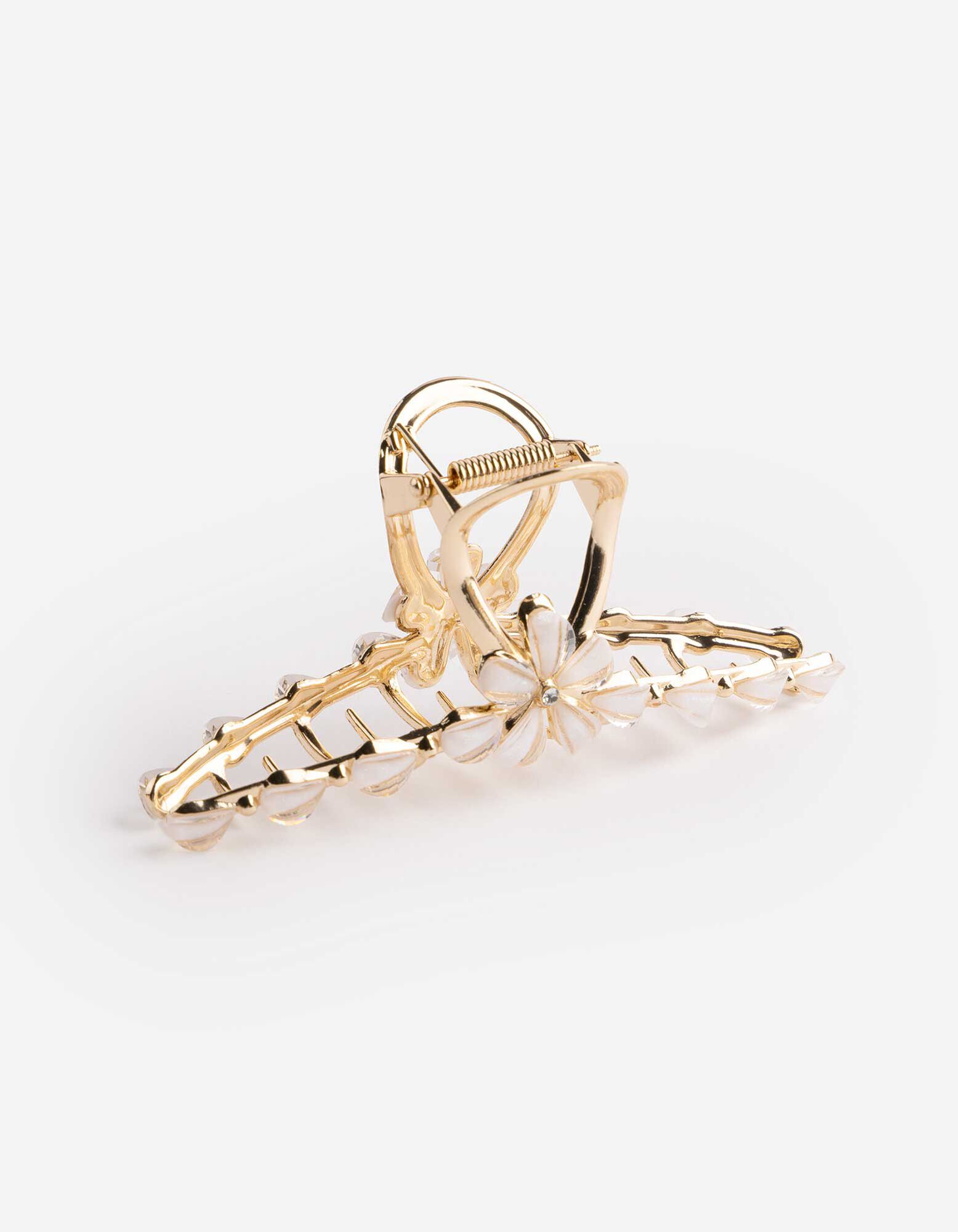 Haarklammer - Blumen - goldfarben