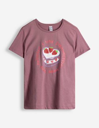 T-Shirt - Frontprint - dunkellila