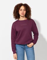 Pulover - Potisk s sporočilom - temno vijolicna