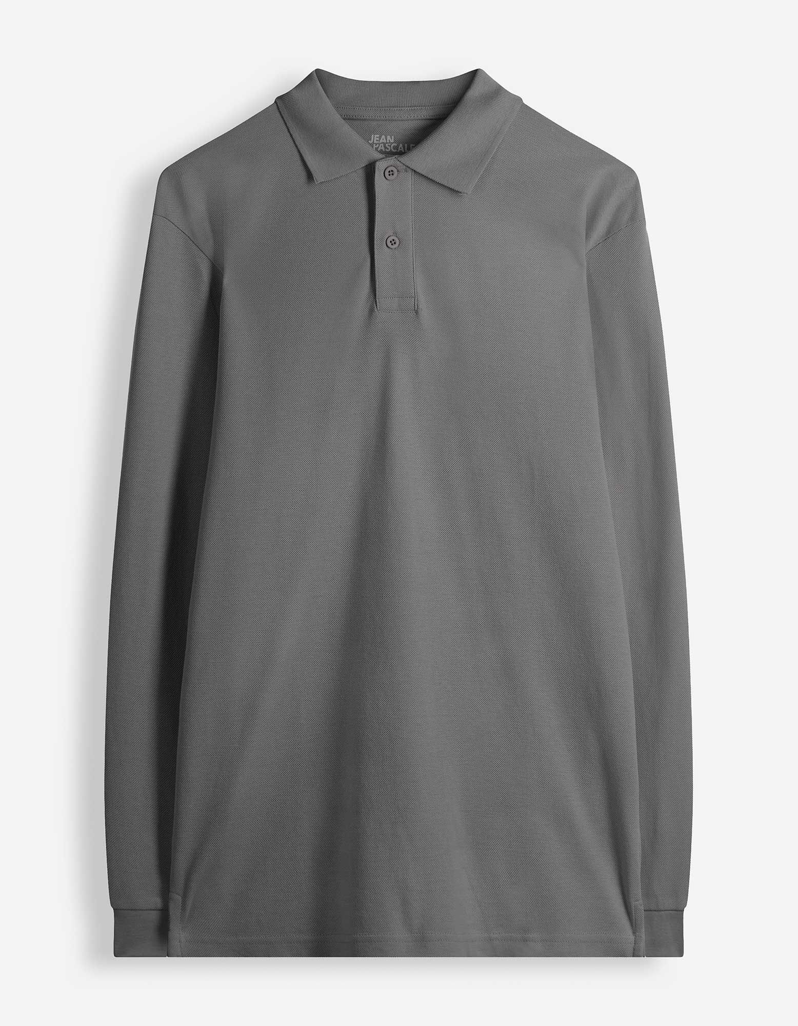 Langarmshirt - Polokragen - Dunkelgrau