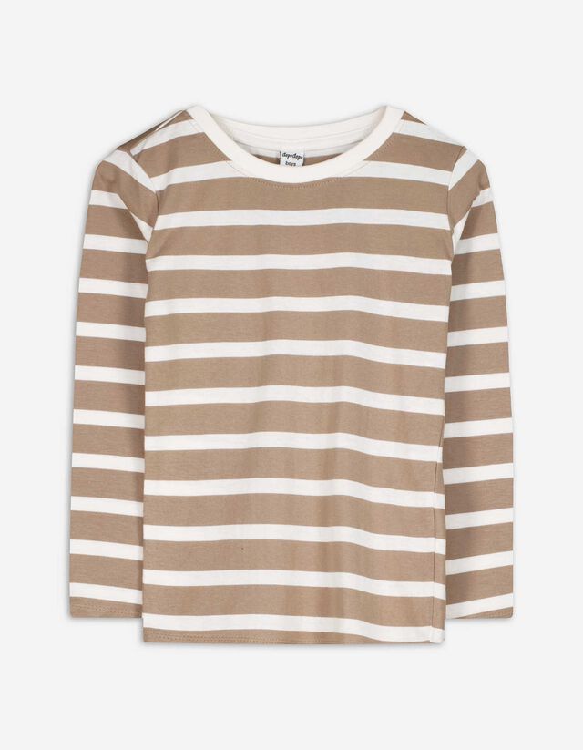 Langarmshirt - Streifen - hellbraun