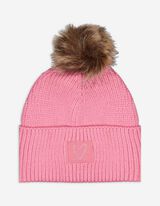 Čepice s bambulí - Imitace kožešiny - pink