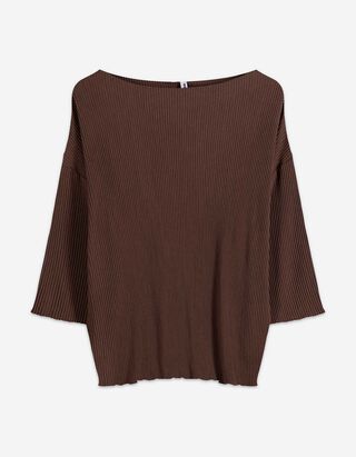 Set van t-shirt en broek - Plissee - bruin