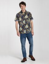 Overhemd - Motief all-over - donkergroen