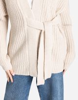 Kardiganas - Surišamas diržas - smelio spalvos