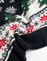 Pulover de tricot - Crăciun - Albastru inchis