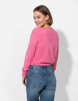 sweter - miękki materiał - rozowy