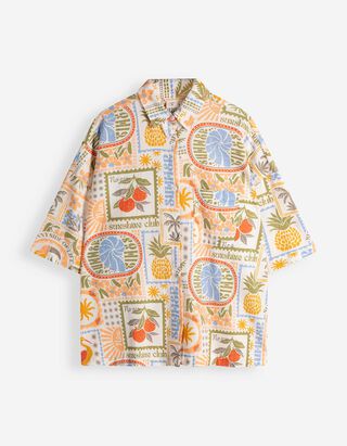 Bluse - Allover-Muster - wei&szlig;