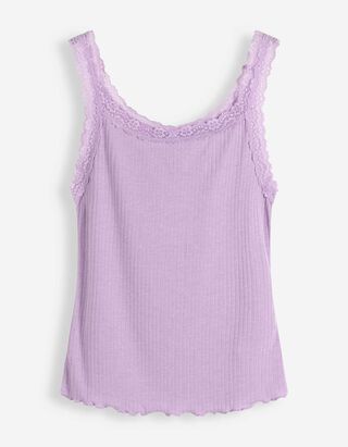 Top - Spitzenbesatz - Pink