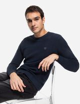 Pulover - Patch de etichetă - Albastru inchis