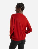 Pletený sveter - Vlnený vzhľad - tmavocervena