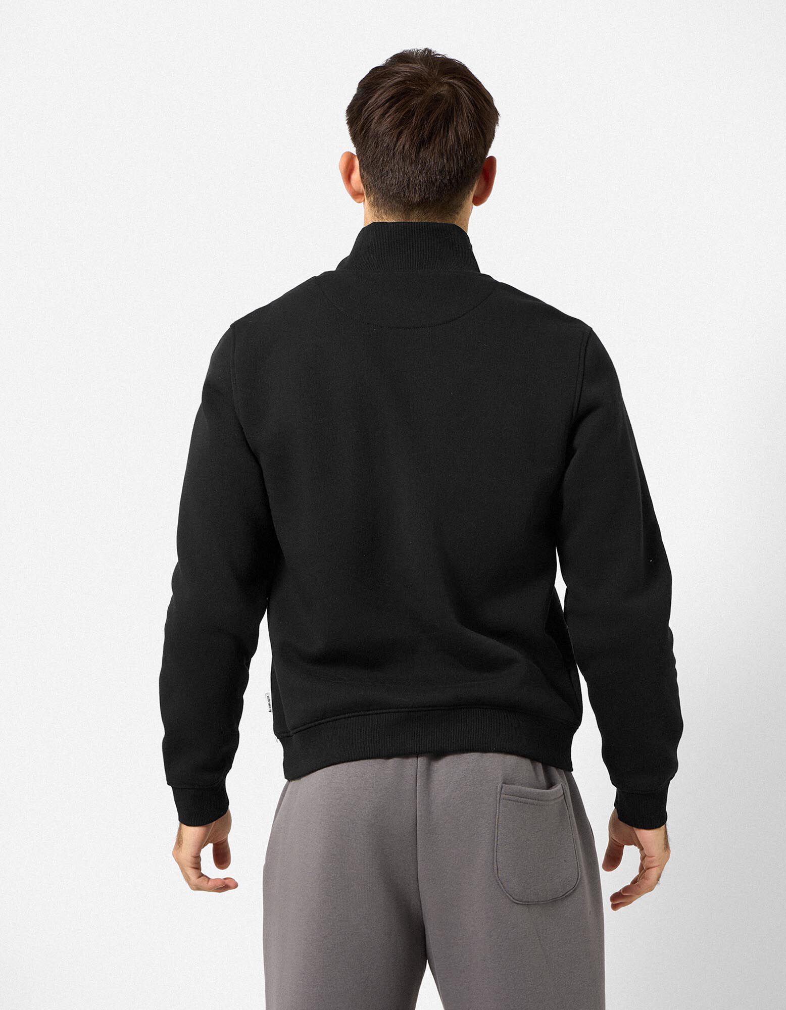 Sweat-shirt - pull col camionneur - noir