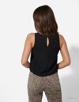 Top - Leinen-Mix - schwarz